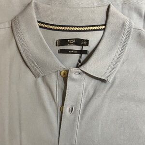 Mango Man Slim Fit Polo - Light Gray